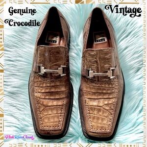 David Eden Genuine Crocodile Vintage Leather Golden Tan Oxford Loafer Men’s 10.5